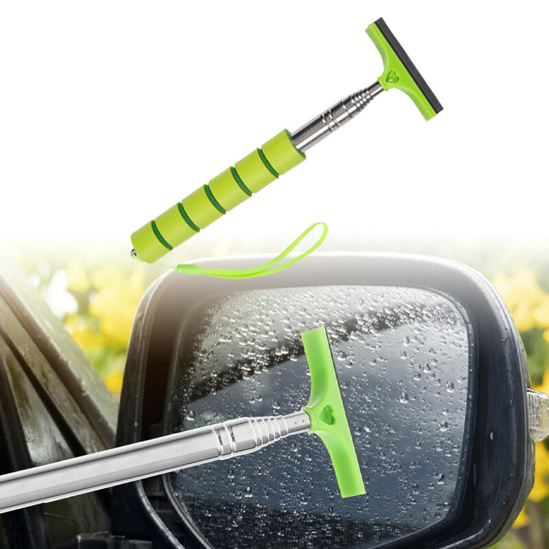 1Pc Telescopic Car Wiper Side Rearview Mirror Squeegee Water Removal Tool Green Q