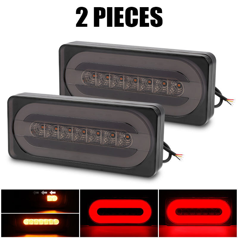 2Pcs Rectangle LED Truck Trailer Strip 3rd Brake Lights Rear Turn Tail Light Bar