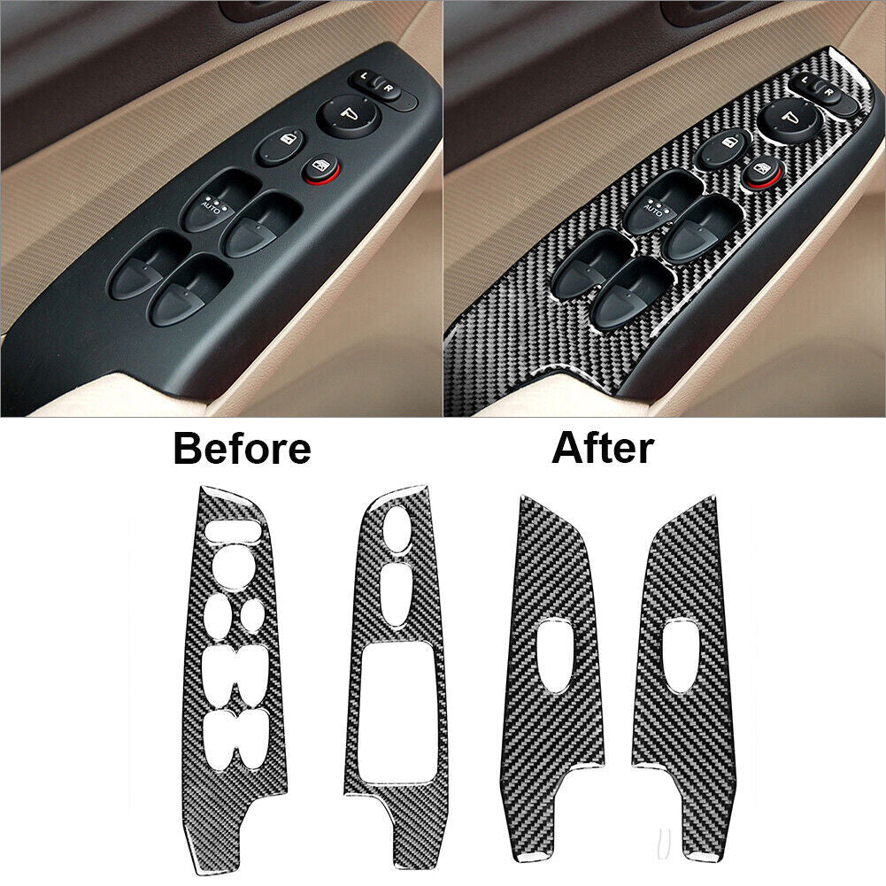 4PCS for Honda for Civic 2006-2011 Carbon Fiber Interior Door Control Cover Trim