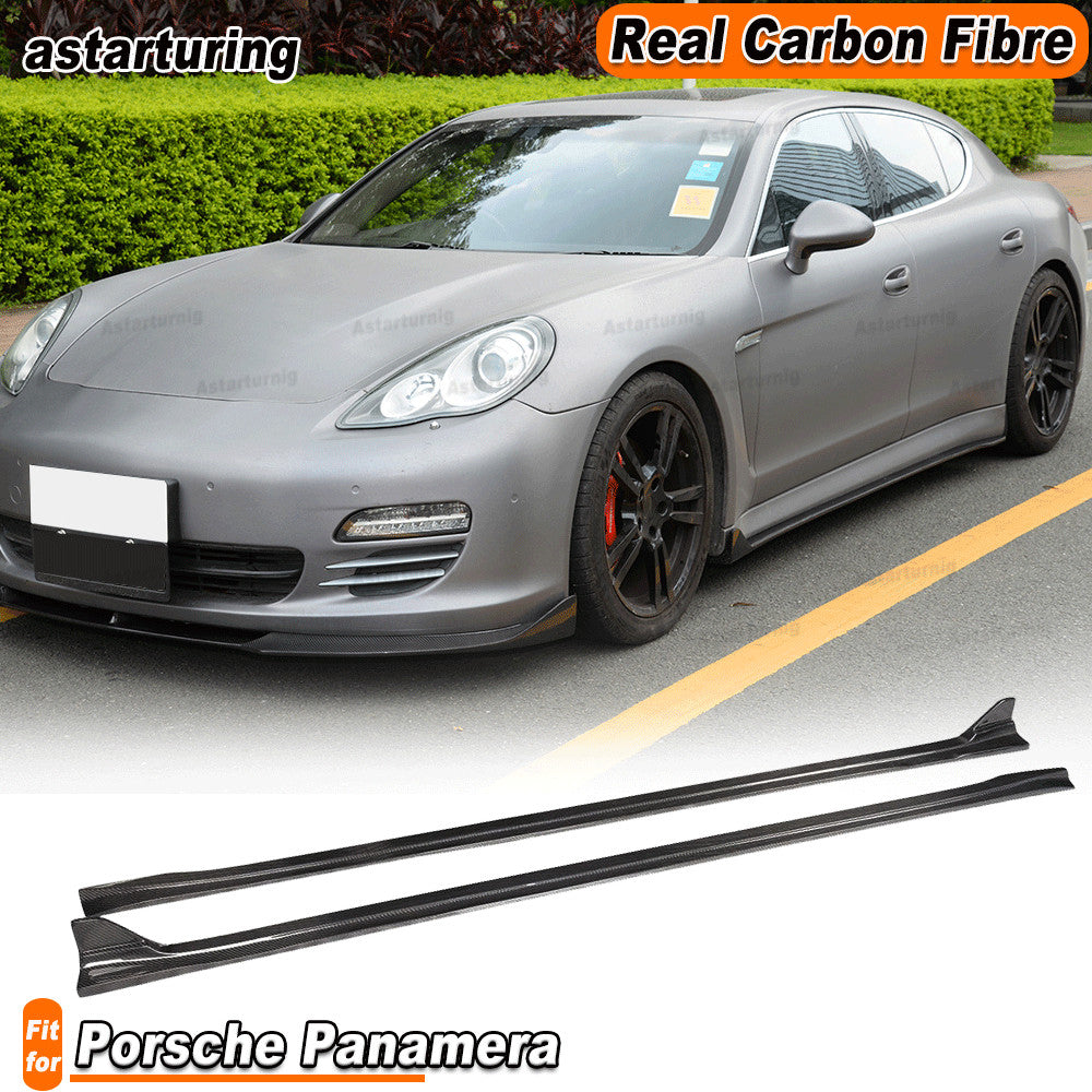 Fit for Porsche for Panamera 2010-2013 REAL CARBON Side Skirts Extension Spoiler Lip