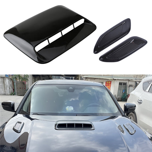 3Pcs Glossy Black ABS Car Air Flow Intake Hood Scoop Vent Bonnet Cover Universal
