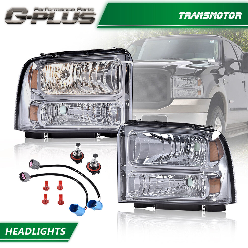 Fits 99-04 for F250 F350 Super Duty Smoke Excursion Conversion Headlights - v