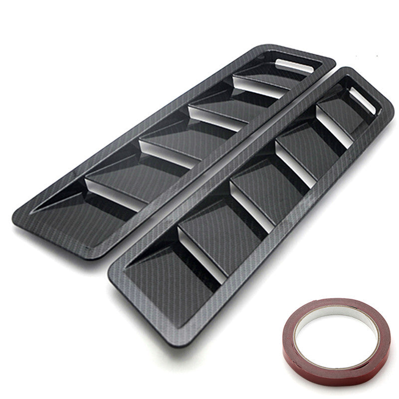 2PCS Car Engine Hood Air Intake Panel ABS Hood Vent Bonnet Louver Black Carbon