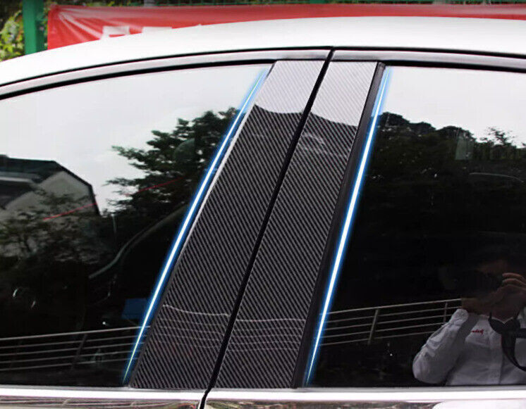 for Kia K5 Optima 2011-15 Carbon Fiber Style Pillar Posts Door Window Strip Trim
