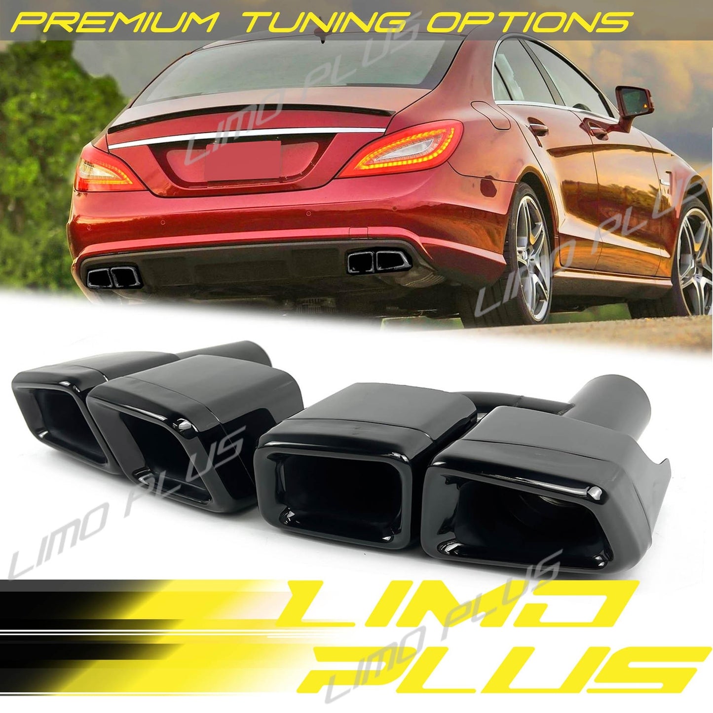 AMG Quad Exhaust Tailpipe Tips Black for Mercedes E63 C63 CL63 CLS63 ML63 GL6 Q