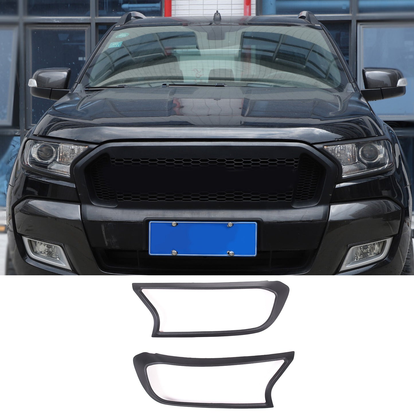 Matte black headlight cover trim suitable for Ranger T7 2015-2021 2PCS n