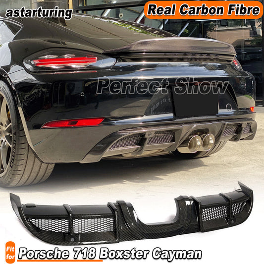 for Porsche 718 Cayman 2016-19 REAL Carbon Rear Bumper Diffuser Spoiler