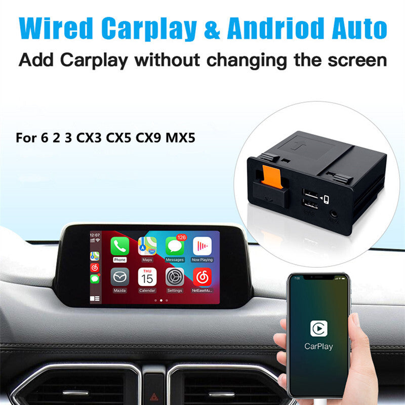 Car USB Adapter Box for Mazda 6 2 3 CX3 CX5 CX9 MX5 CarPlay Android Auto