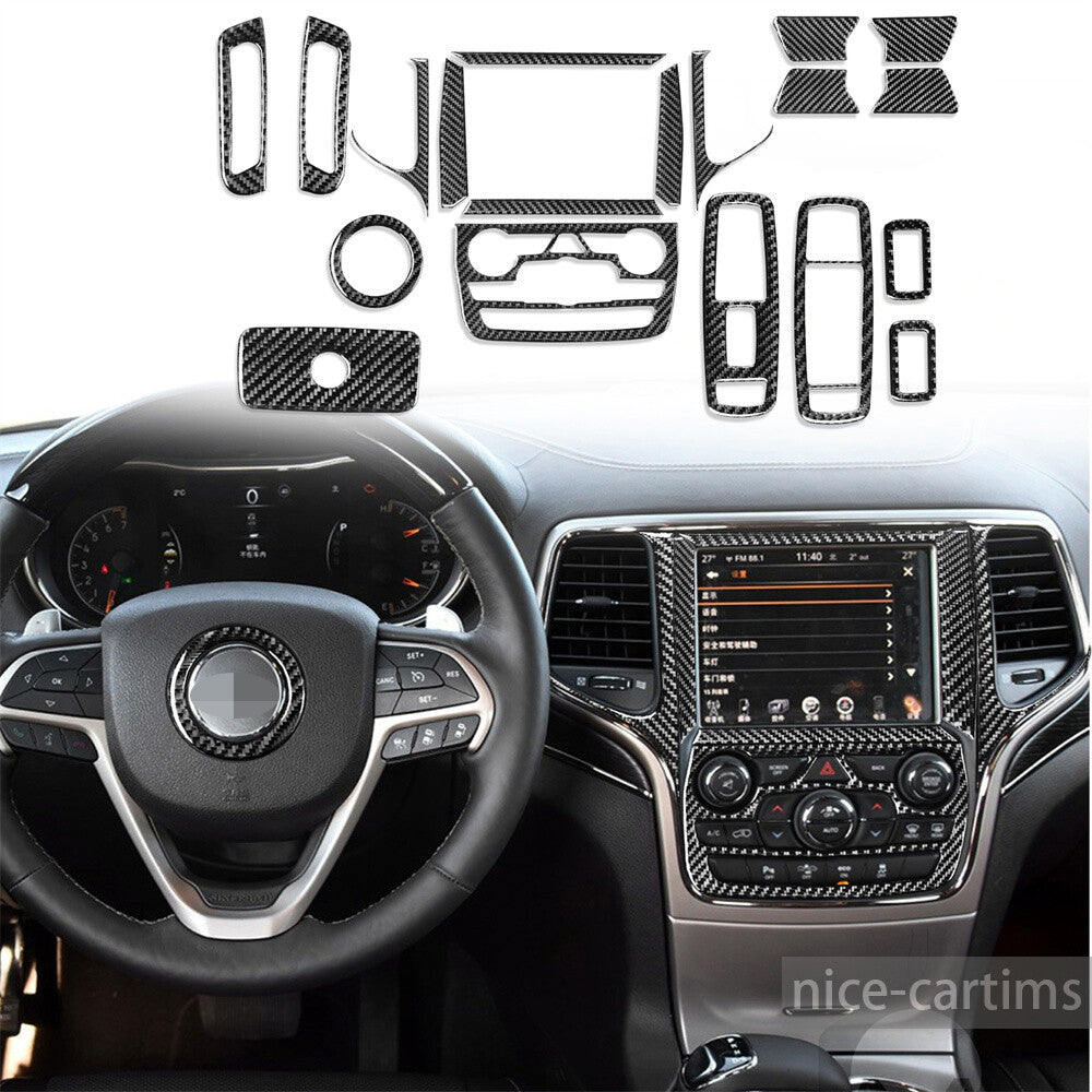 for Jeep Grand Cherokee 2011-2020 Carbon Fiber Interior Full Set Kit Cover 19PCS