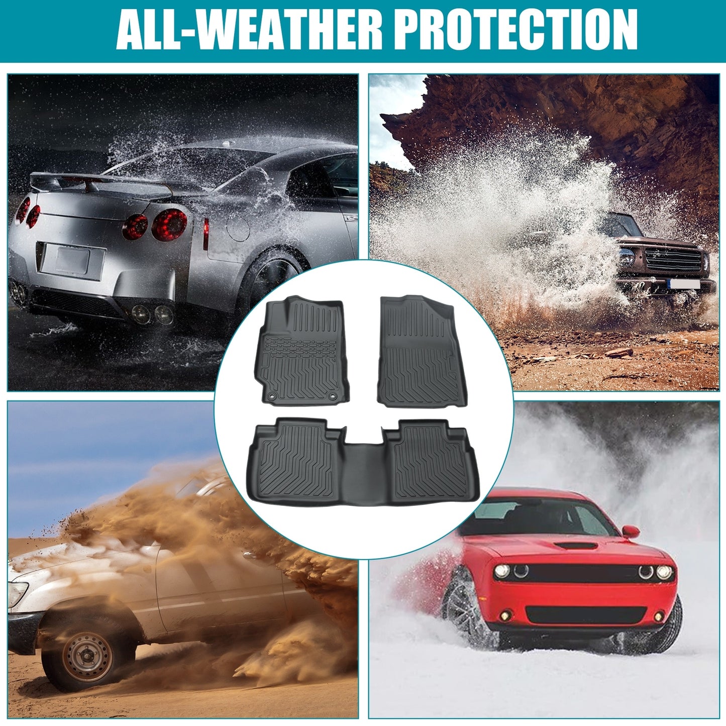 3PC Floor Mats for for Camry All Weather 2015-2017 3D Molded TPE Car Liners v