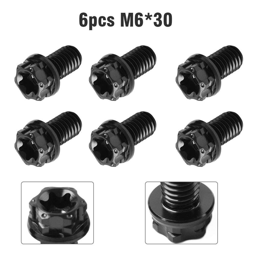 6pcs Bolts Torx Head Flange Screws M6x30mm For Motorcycle Bicycle Back