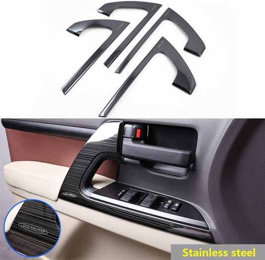 for Toyota for Land Cruiser 2008-21 Black steel Inner Door Armrest Panel Strip Trim