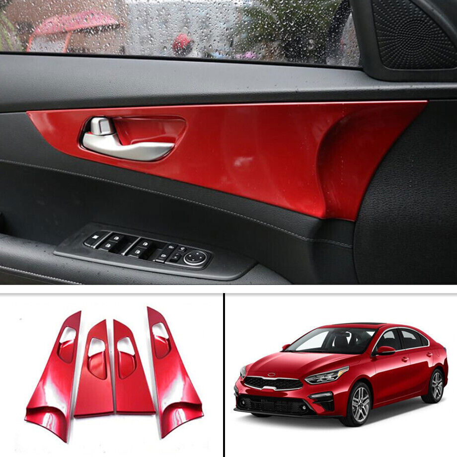 2020-2021 Red ABS Interior Door Handle Frame Cover for Kia Forte/K3 Trim 4PCS B n