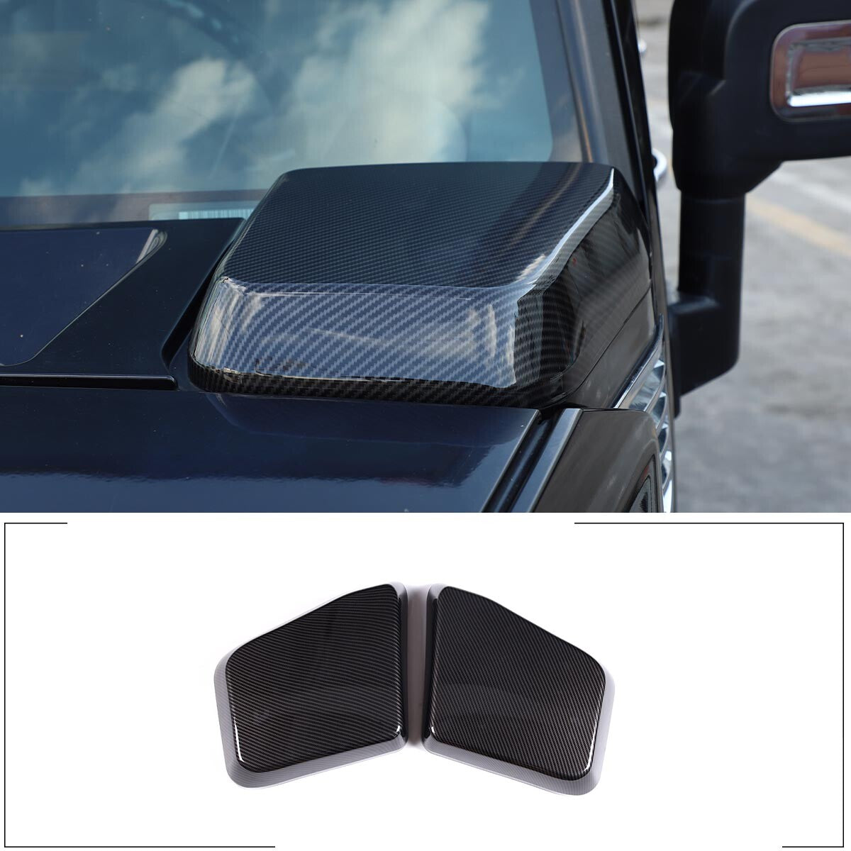Carbon fiber front hood side air intake cover trim for HUMME-R 2003-09 H2