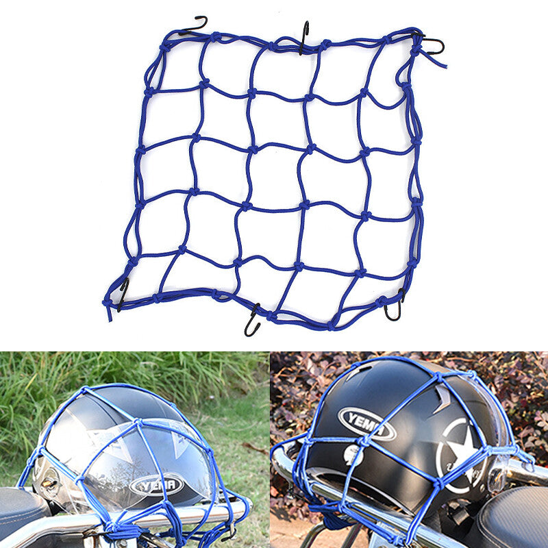 40*40CM Motorcycle Elasticated Luggag Cargo Net Strong Webbing Straps Tie Blue Q
