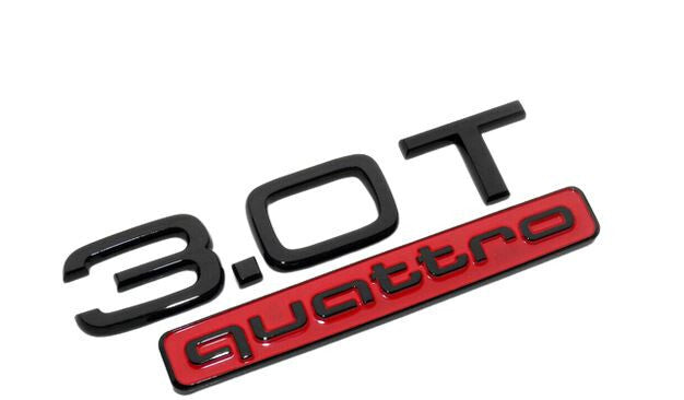 Suitable for Audi rear badge 3.0T Quattro sticker boot trunk badge gloss black red A3 for A6