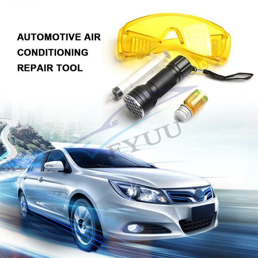 US Stock Car A/C System Leak Test Detector Tool UV Flashlight Glasses Dye Set Q