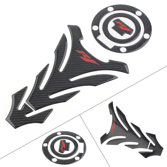 for Yamaha YZF1000 YZF-R1 R1M Real Carbon Fiber Gas Cover 3D Decal Fuel Tank Pad