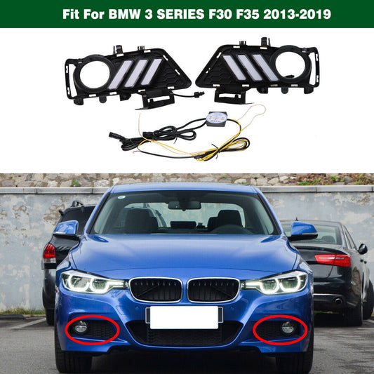 DRL LED Daytime Running Lights Fog Lamp Cover for BMW 3 Series F30 F35 2013-2019 Q