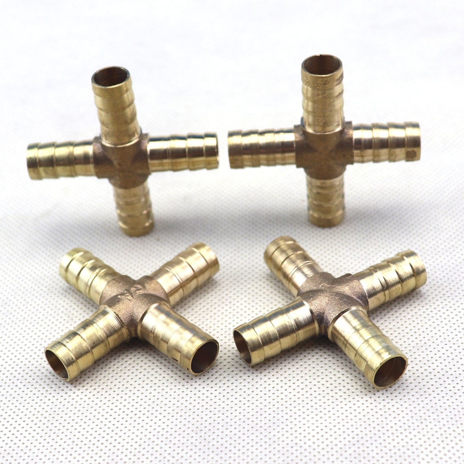 4-piece flexible hose rod, 4-way cross brass fitting threaded for gas, fuel, water, and air, 3/8 10mm