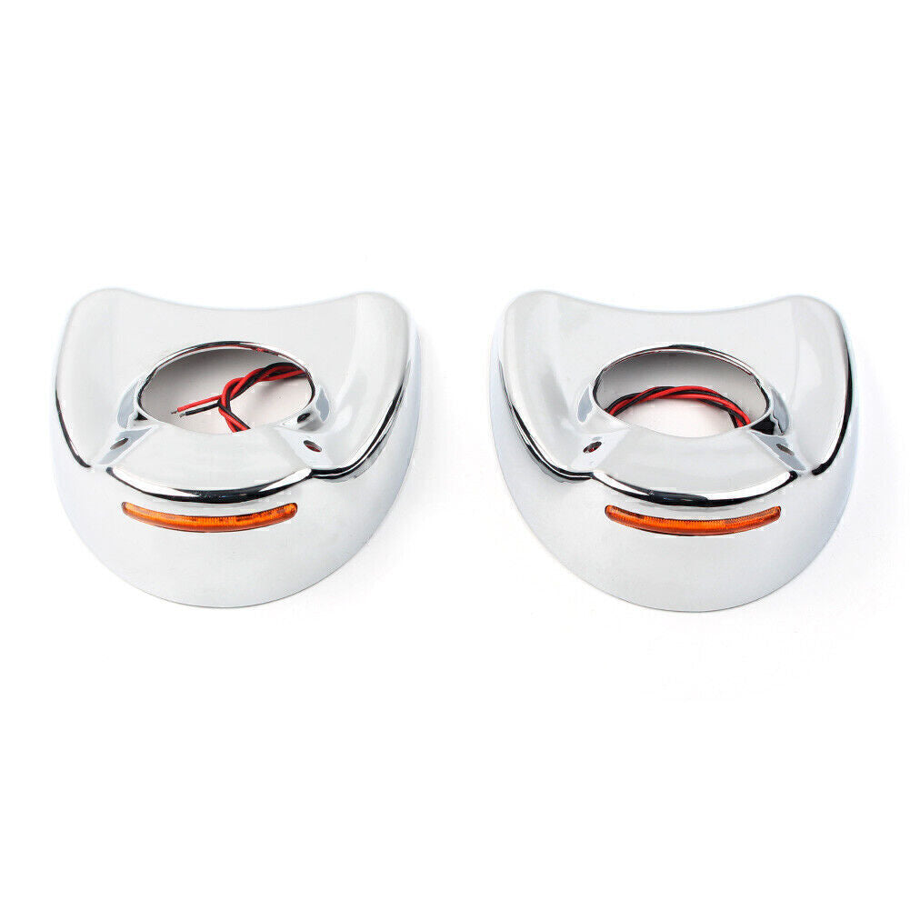 Chrome LED Fairing Mount Side Mirror Cover Shell for Harley Electra Glide 96-13 Q