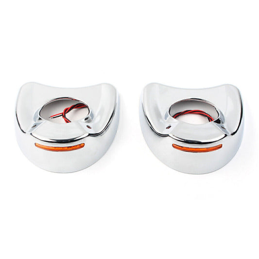 Chrome LED Fairing Mount Side Mirror Cover Shell for Harley Electra Glide 96-13 Q