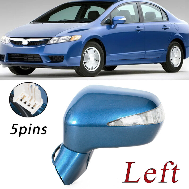 Left Blue Rearview Mirror Assy LED 5-PINS for HONDA for CIVIC FA1 FD1 FD2 2006-2011