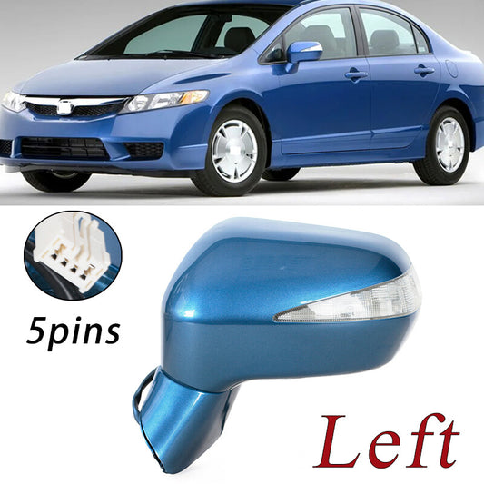 Left Blue Rearview Mirror Assy LED 5-PINS for HONDA for CIVIC FA1 FD1 FD2 2006-2011