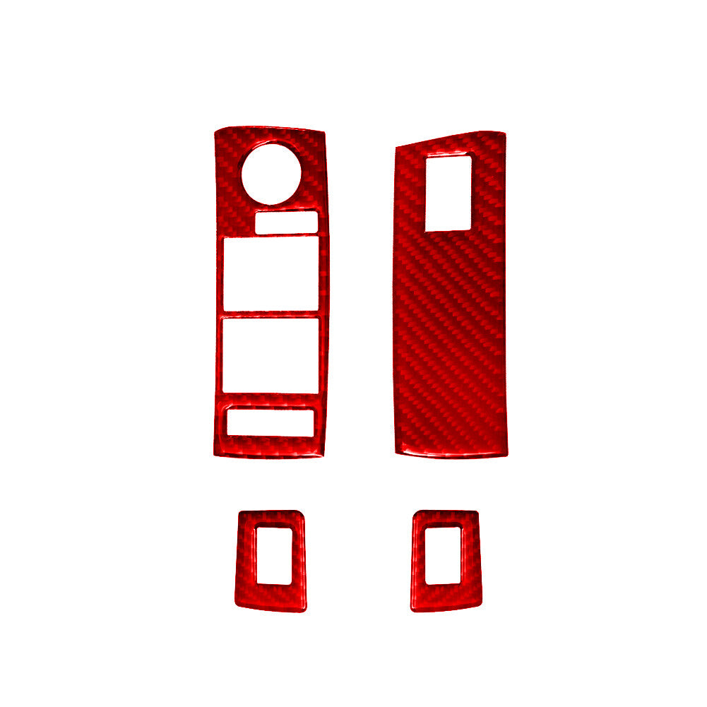 4X Red Carbon Fiber Rear Window Control Trim for BMW X5 2000-2006 Type B