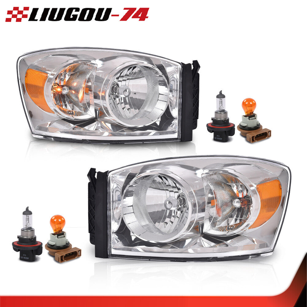 Suitable for 2006-2009 for Dodge for Ram 1500 2500 3500 Headlights Transparent/Chrome- v
