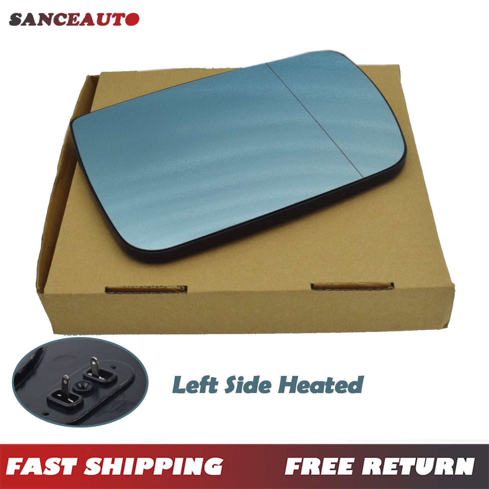 Heated side mirror glass for the left driver's door wing, suitable for X5 E53 1999 - 2006. n
