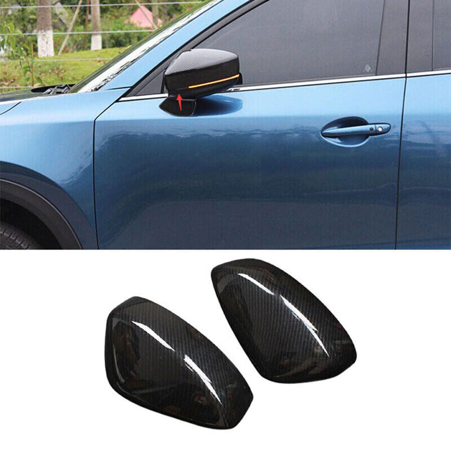 for Mazda CX-5 17-2024 Carbon Fiber Look Exterior Rear View Mirror Cover Trim 2X