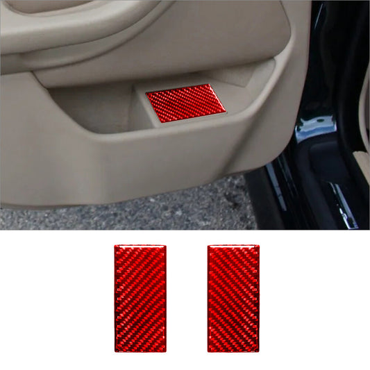 2-Piece Red Carbon Fiber Interior Rear Door Ashtray Cover Trim for BMW 5 Series E39