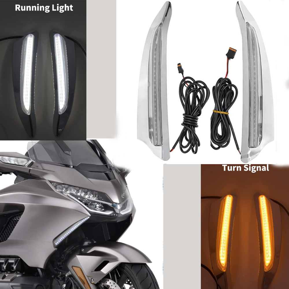 Chrome headlight ventilator trim LED running lights for Honda Goldwing GL1800 2018+- n