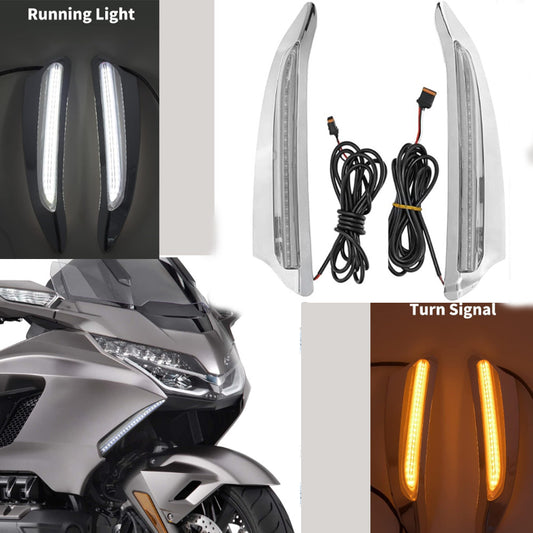Chrome headlight ventilator trim LED running lights for Honda Goldwing GL1800 2018+- n