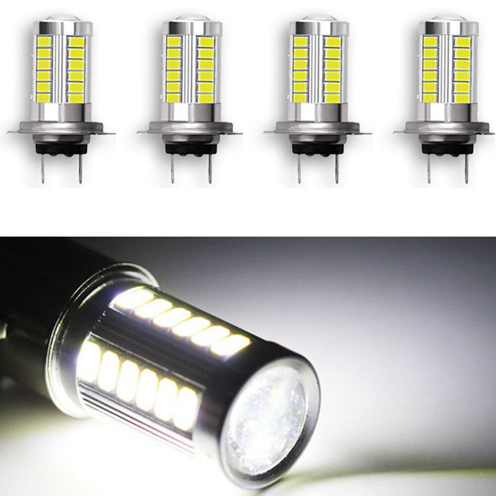 4-Piece H7 Super Bright LED Headlight Bulb Conversion Kit, High and Low Beams 6000K, White - n