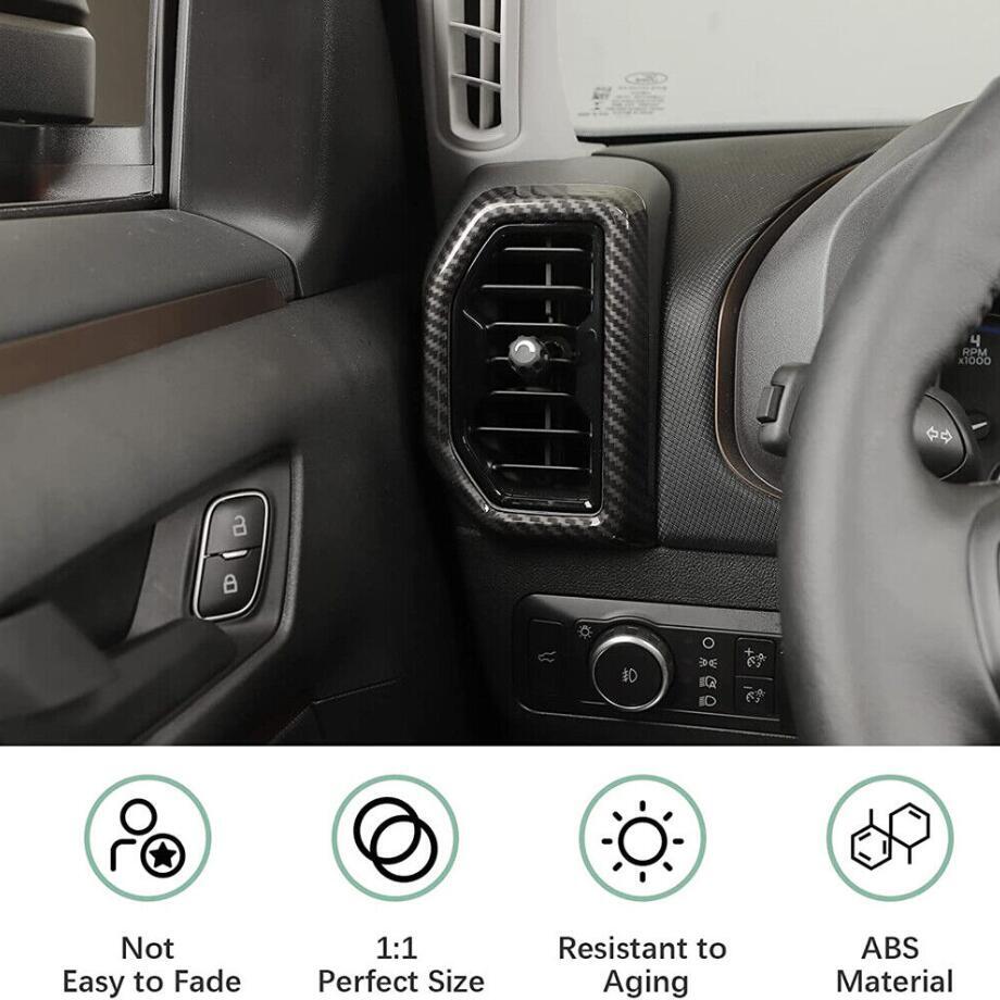 For 2021-2024 Bronco Sport Carbon Fiber Dash Air Vent Outlet Cover Trim Kit v