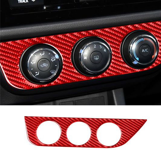 For T@yota for Corolla 2014-18Red Carbon Fiber AC Air Conditioning Switch Panel Trim