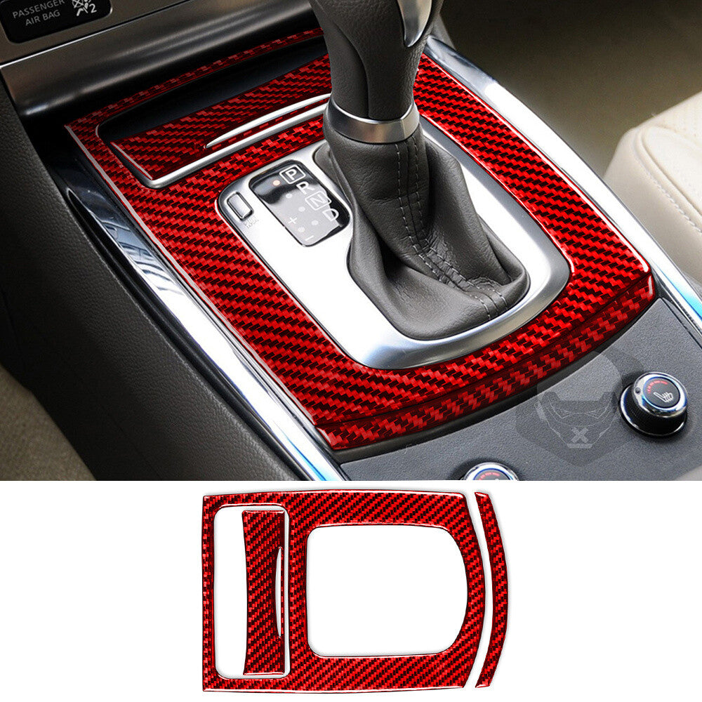 Red Carbon Fiber Automatic Gear Shift Panel Cover for Infiniti G37 Sedan 2010-13