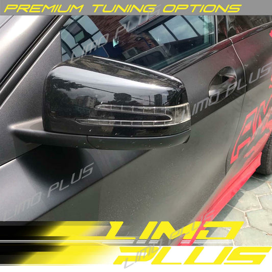 Gloss Black Side Mirror Cover Caps for Mercedes W204 C180 C200 C250 C300 10-14 v