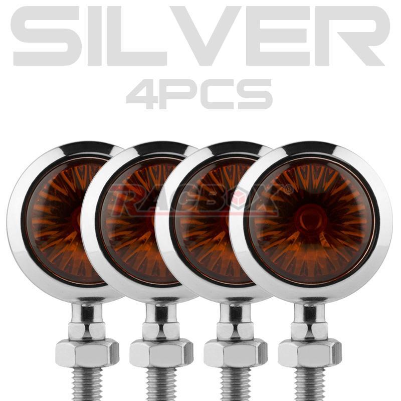 4X Chrome Motorcycle Bullet Turn Signal Amber Light Lamp For Cafe Racer Bobber