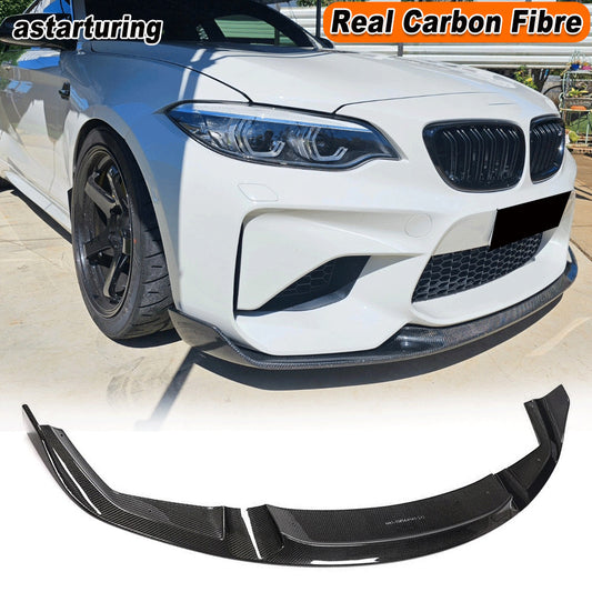 REAL CARBON Front Bumper Lip Chin Spoiler Fit for BMW 2 Series F87 M2 2016-2018