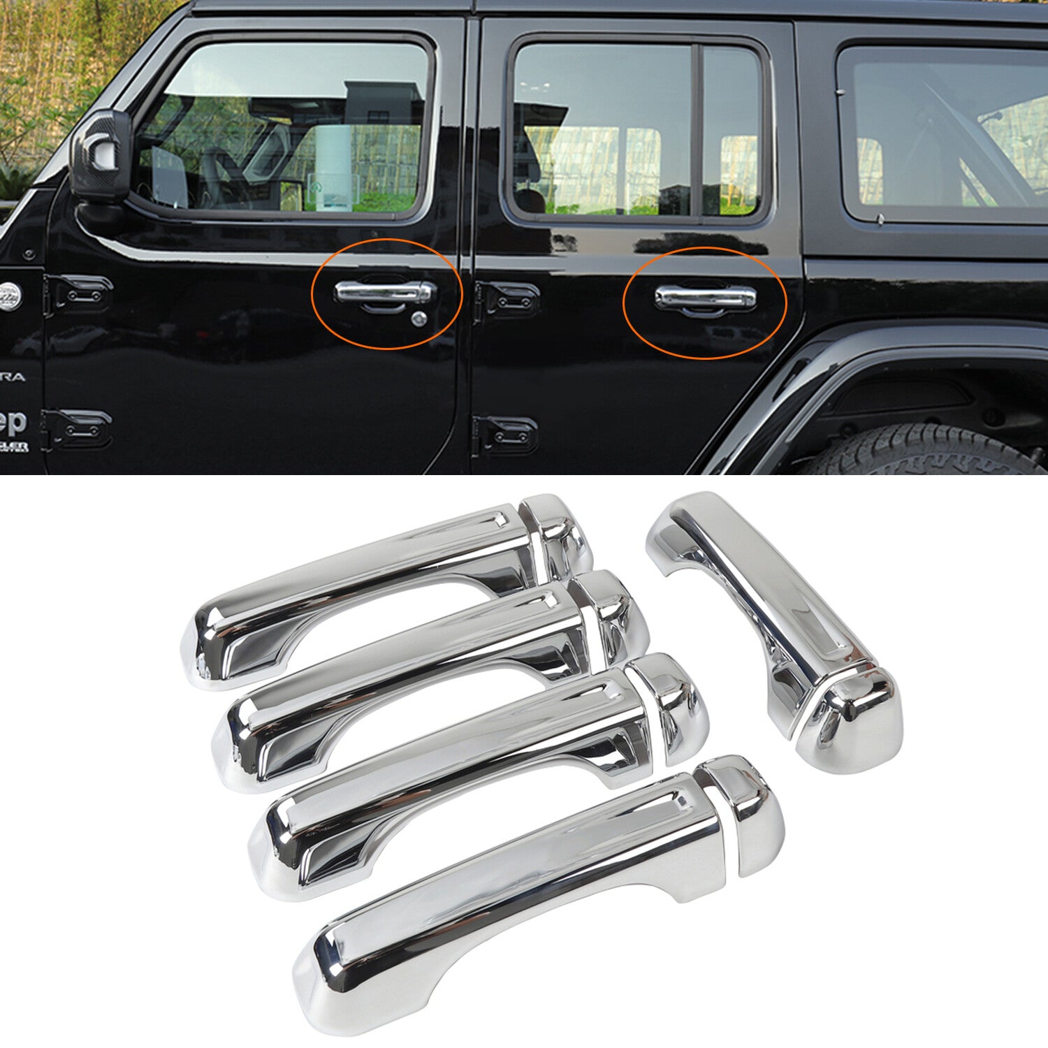 for Jeep for Wrangler JL JT 2018-2022 Chrome Door Handle Cover Tailgate Handle Trim