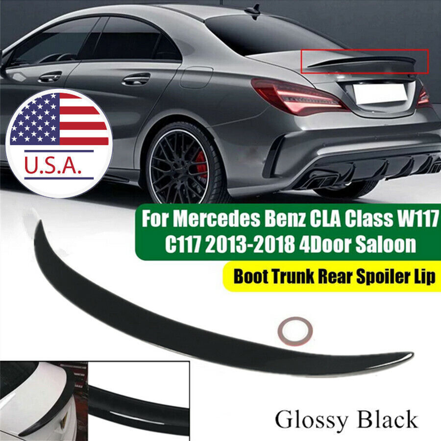 1x Glossy Black Car Boot Trunk Rear Spoiler Lip for Benz W117 C117 CLA CLA45 AMG Q
