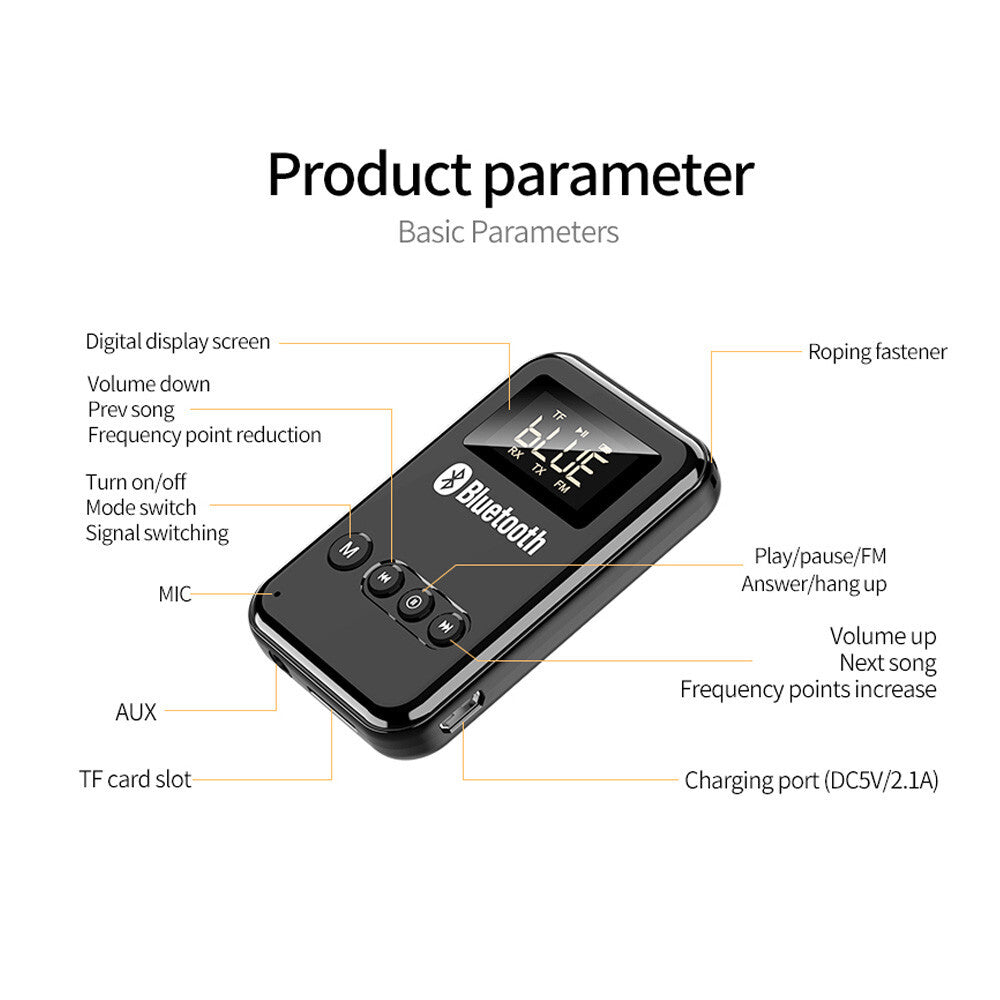 Bluetooth Car FM Transmitter Stereo Audio Wireless Receiver Adapter Handsfree