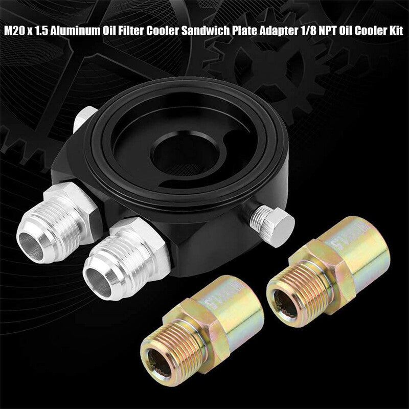 M20x1.5 Universal Aluminum 10AN Oil Filter Cooler Sandwich Plate Adapter 1/8 NPT