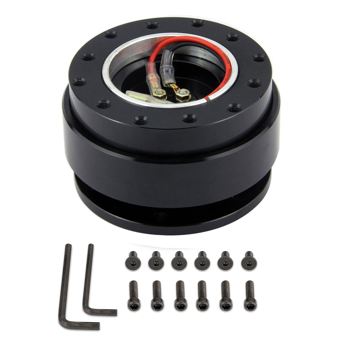 Universal Full Black Steering Wheel Quick Release Hub Adapter Snap Off Boss Kit