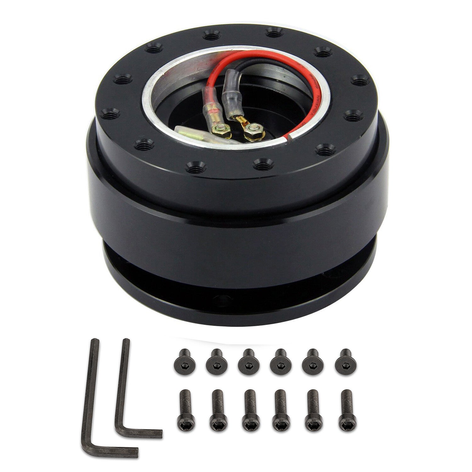 Universal Full Black Steering Wheel Quick Release Hub Adapter Snap Off Boss Kit