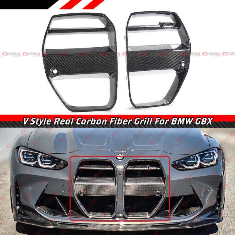 carbon fiber V-shaped nose grille suitable for 2021-2025 for BMW M3 G80 M4 G82 G83 models.