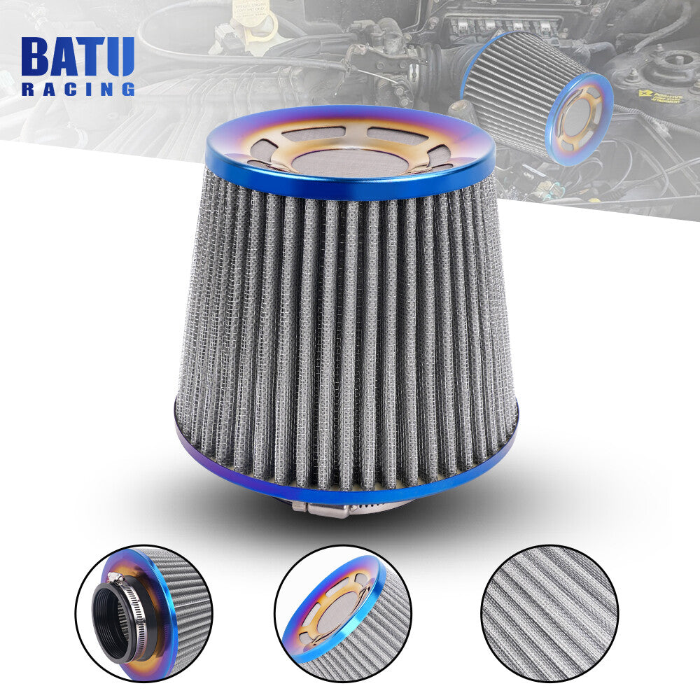 3 76mm Universal High Flow Inlet Air Intake Cone Filter For Car/Truck/SUV